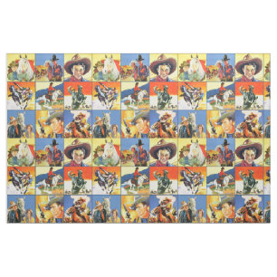 Tissu L'affiche de film occidentale vintage de cowboys