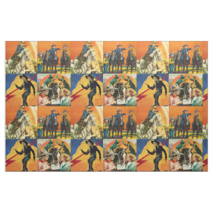 Tissu L'affiche de film occidentale vintage de cowboys