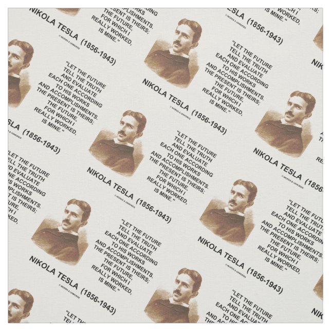 Tissu Laissez l'avenir dire à la vérité Nikola Tesla la (Échantillon)