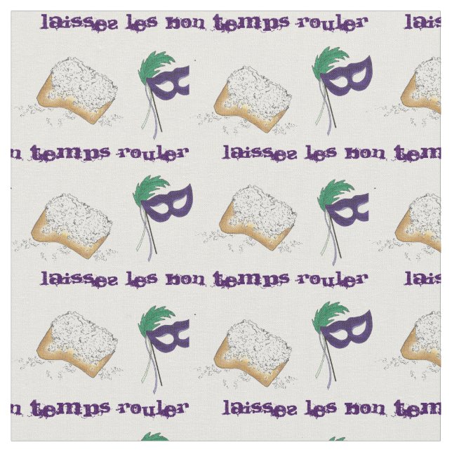 Tissu Laissez Les Bon Temps Rouler Mardi Gras Beignet (Fermer)