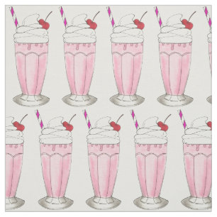 Tissu Lait de fraise rose Shoppe de crème glacée Shake