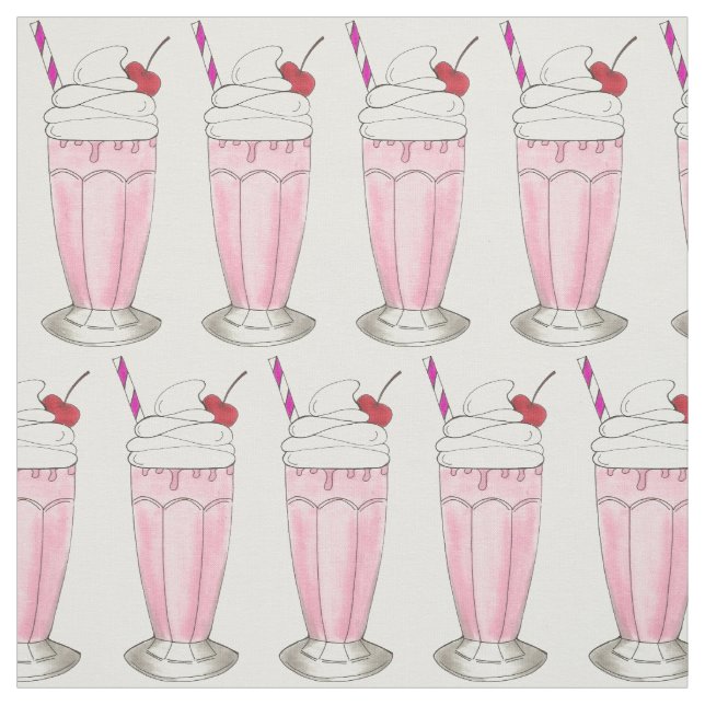 Tissu Lait de fraise rose Shoppe de crème glacée Shake (Échantillon)