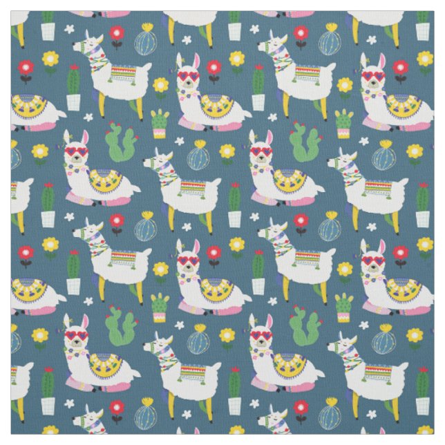 Tissu Lamas dans le motif de lunettes de soleil (Échantillon)