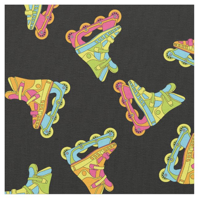 Tissu Lames à rouleaux 90's mignonnes patins (Fermer)