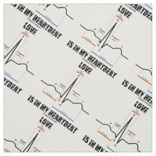 Tissu L'amour est dans mon coeur ECG EKG Electrocardiogr