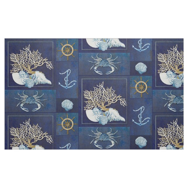 Tissu L'Ancre de corail d'océan nautique d'aquarelle (Fat Quarter)