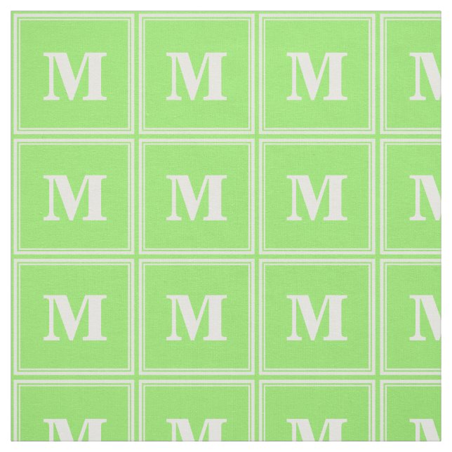 Tissu Landes vertes de chaux monogrammes (Échantillon)