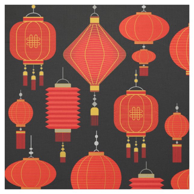 Tissu lanternes chinoises (Échantillon)
