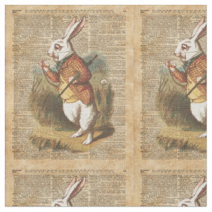 Tissu Lapin blanc Alice dans l'art de cru du pays des