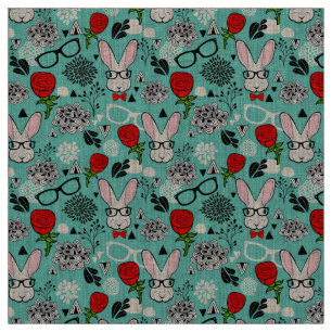 Tissu Lapin blanc en rose