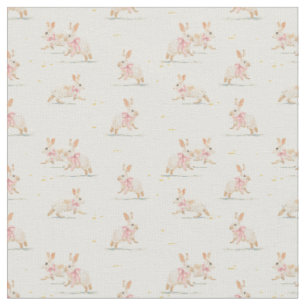 Tissu lapin de Pâques coquette rose