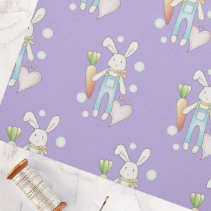 Tissu Lapin en peluche violet personnalisé