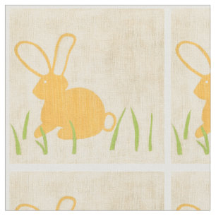 Tissu Lapin jaune et herbe verte par Chariklia Zarris