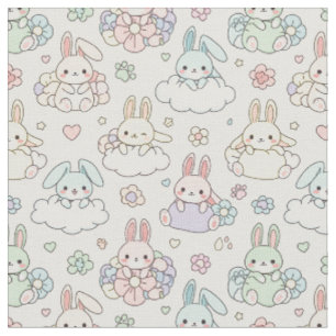 Tissu Lapin Kawaii Heureux