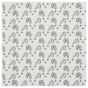 Tissu Lapin tiré par la main d'aquarelle blanche noire