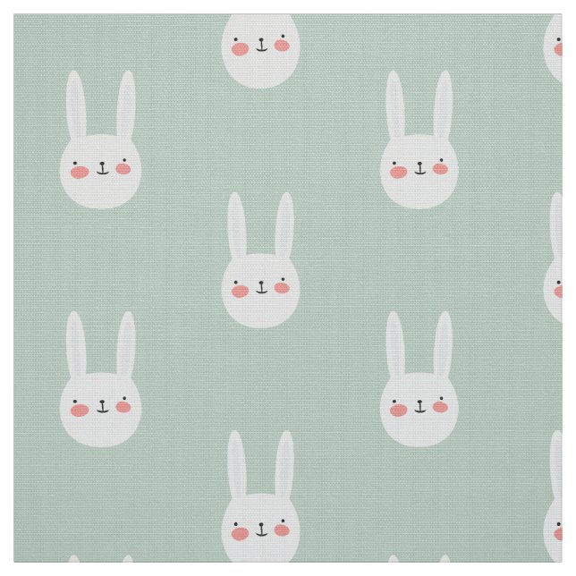 Tissu Lapin Vert Vert Blancs (Échantillon)