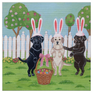 Tissu Lapins de Labrador Pâques ! !