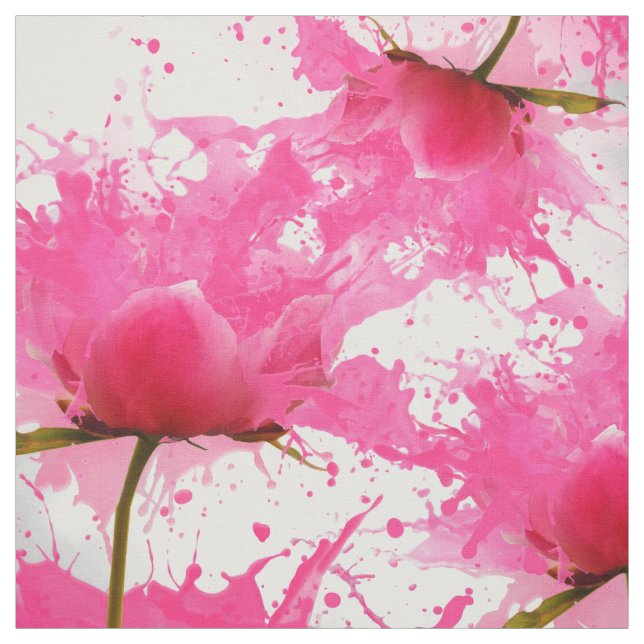 Tissu L'aquarelle fuchsia Girly éclabousse le motif de (Échantillon)