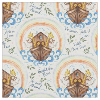 Tissu L'Arc de Noé avec des animaux naviguant dans la Fo