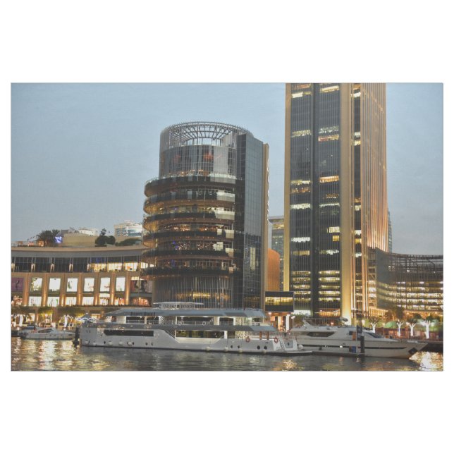 Tissu L'architecture de Dubaï la nuit (Yard)