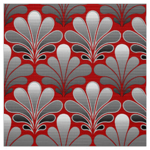 Tissu L'art déco Shell modèlent, le gris argenté/gris