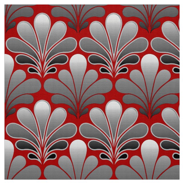 Tissu L'art déco Shell modèlent, le gris argenté/gris et (Échantillon)