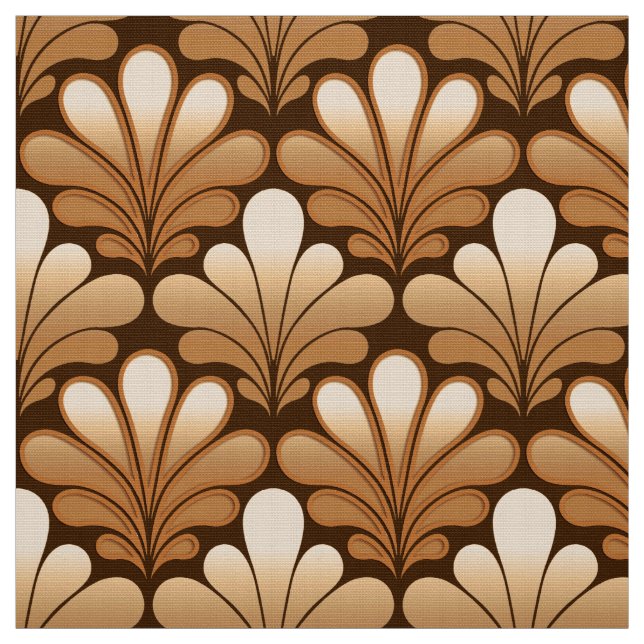 Tissu L'art déco Shell modèlent, or rose et brun foncé (Échantillon)
