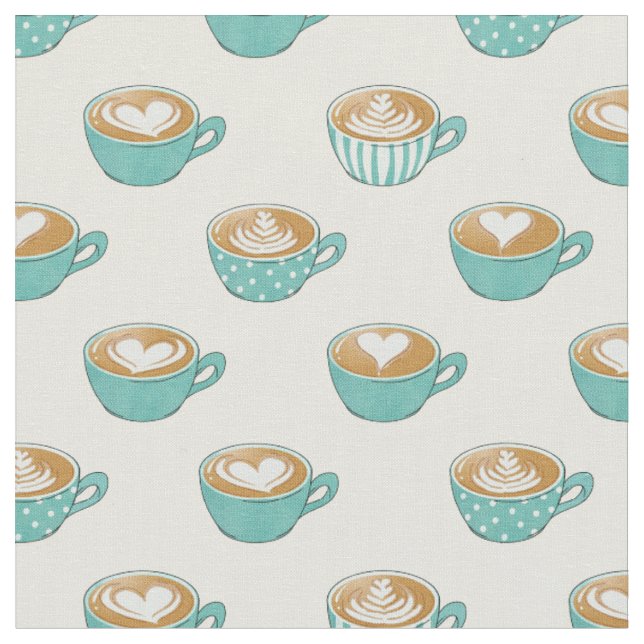 Tissu Latte Art dans de mignons cafés bleus (Fermer)