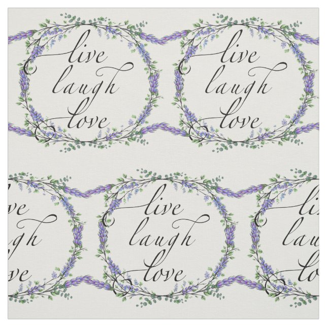 Tissu Lavande et Eucalyptus Live Laugh Love (Échantillon)