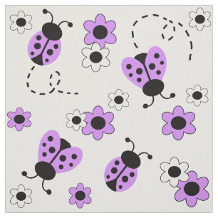 Tissu Lavande Purple Ladybug Lady Bug Floral Fleurs