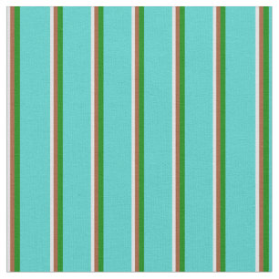 Tissu Lavande, Sienne, Lignes vertes et turquoise