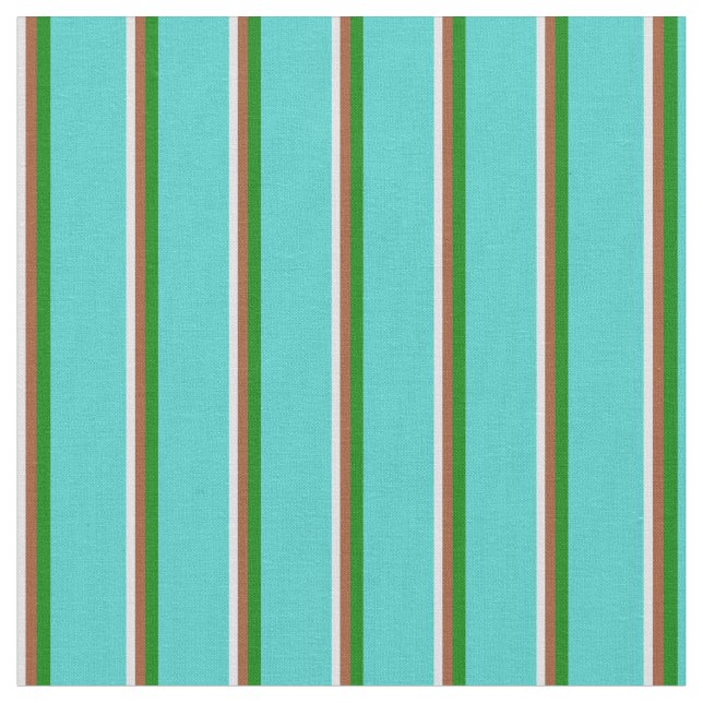 Tissu Lavande, Sienne, Lignes vertes et turquoise (Fermer)
