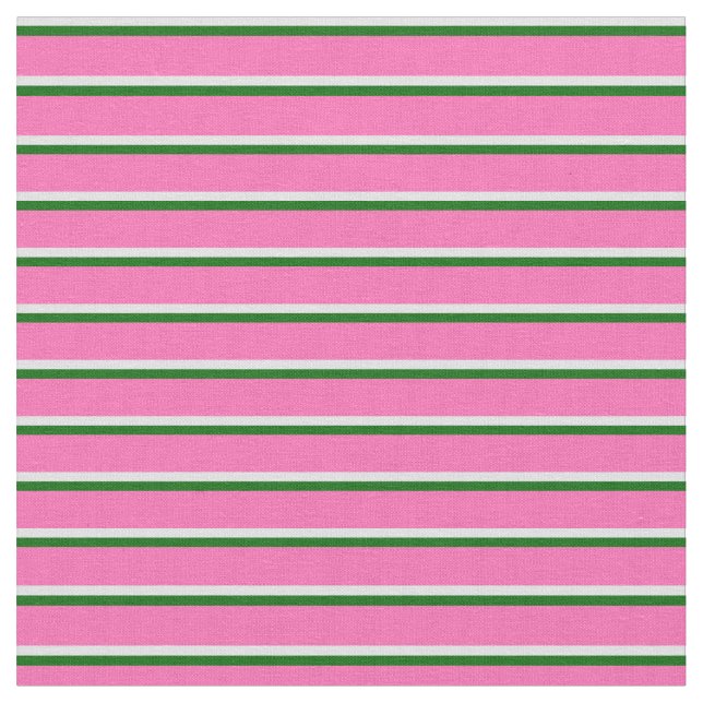 Tissu Lavande, vert foncé et lignes de couleur rose chau (Fermer)