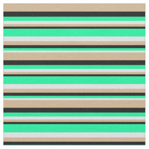 Tissu Lavande, Vert, Noir & Tan Grandes Couleurs