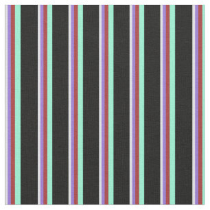 Tissu Lavande, Violet, Brown, Aquamarine & Lignes noires