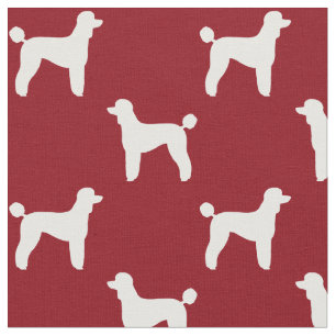 Tissu Le caniche standard silhouette le motif de rouge