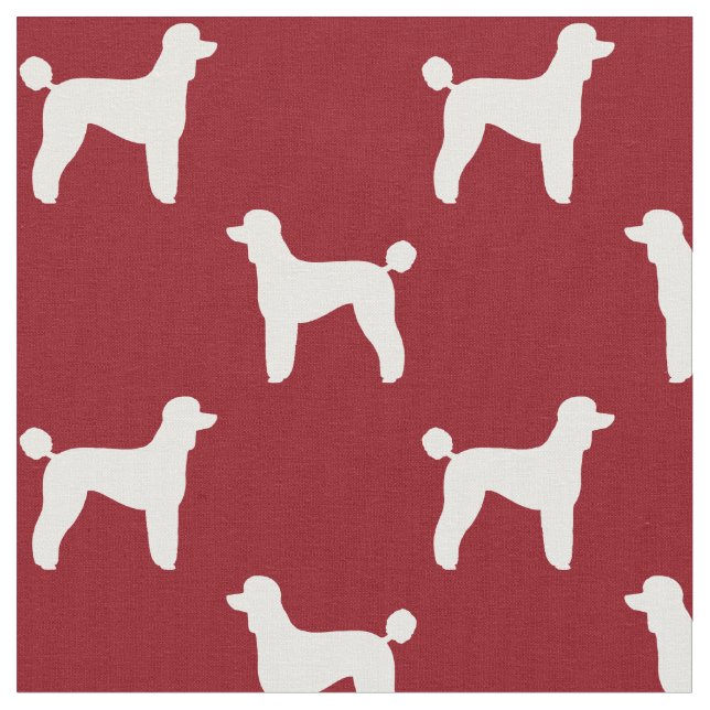 Tissu Le caniche standard silhouette le motif de rouge (Fermer)