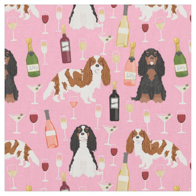 Tissu Le Cavalier roi Charles Spaniel rose (Fermer)