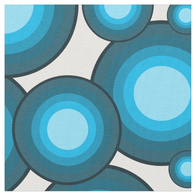 Tissu Le cercle de style années 70 bleu (Fermer)