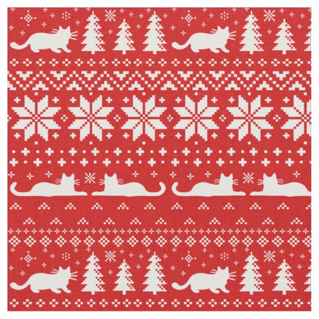 Tissu Le chat silhouette le motif de style de chandail (Fermer)