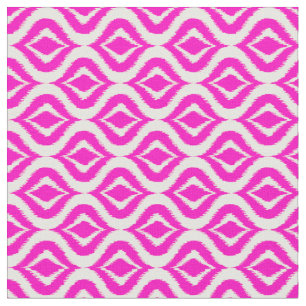 Tissu Le Chic Ikat, un rétro rose vif, tombe Motif