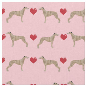 Tissu le chien brindé whippet aime le rose et le rouge