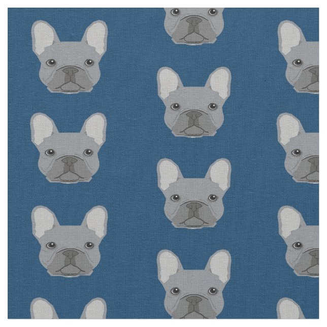 Tissu Le chien de taureau gris face au bleu de la marine (Fermer)