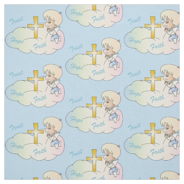 Tissu Le Ciel adorable priant l'ange bébé (Échantillon)