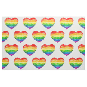 Tissu Le cœur arc-en-ciel de SlipperyJoe griffonné tourb