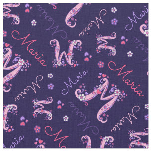 Tissu Le coeur de monogramme de la lettre m de Maria