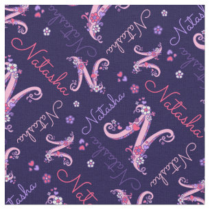 Tissu Le coeur de monogramme de la lettre N de Natasha