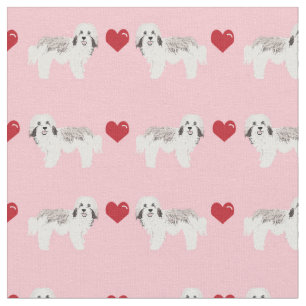 Tissu le coeur rose havanais aime chien