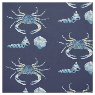 Tissu Le crabe bleu d'aquarelle écosse moderne