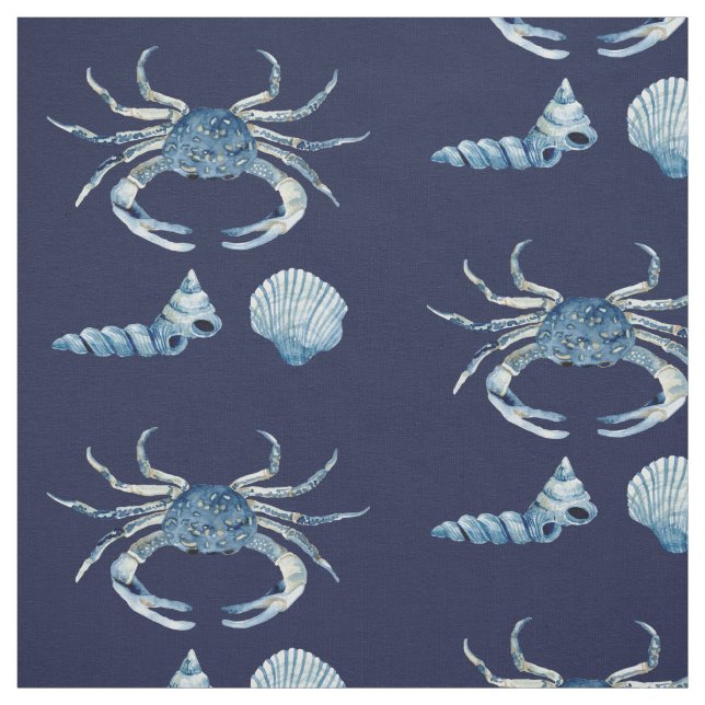 Tissu Le crabe bleu d'aquarelle écosse moderne (Échantillon)